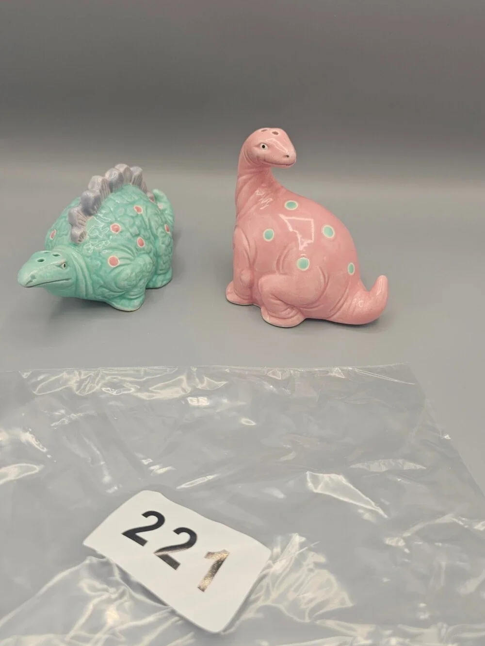 Vintage Ceramic Dinosaur Salt and Pepper Shakers Set